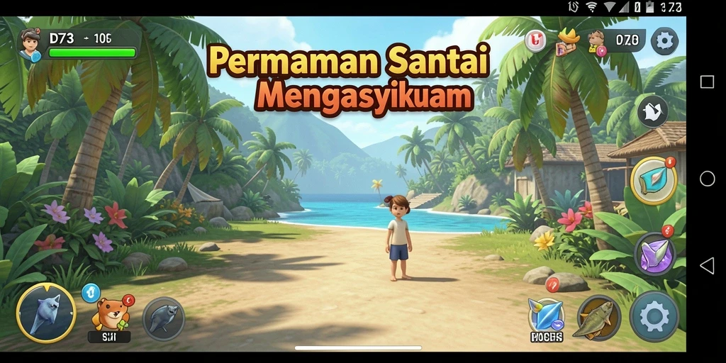 Tampilan gameplay D73 yang menarik dan penuh warna.