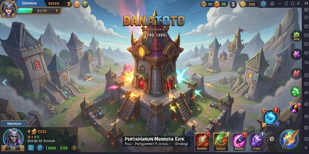Tampilan gameplay <strong>DANATOTO</strong> dalam aksi Tower Defense yang mendebarkan.