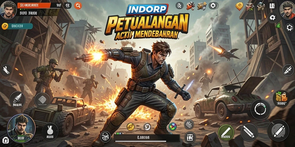 Tampilan aksi mendalam dalam INDORP dengan gameplay yang seru.