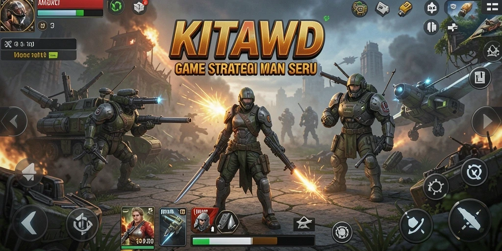 Tangkapan layar utama KITAWD menunjukkan aksi pertempuran yang mendebarkan di dalam game strategi.