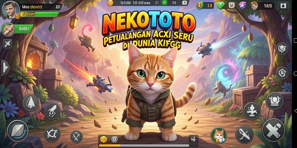 Tangkapan layar NEKOTOTO menampilkan gameplay seru dengan aksi cepat dan tantangan menarik.