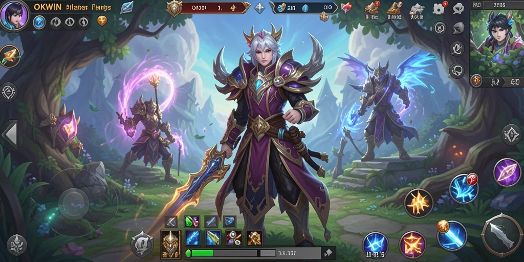 Screenshot menampilkan gameplay epik dalam dunia fantasi OKWIN.