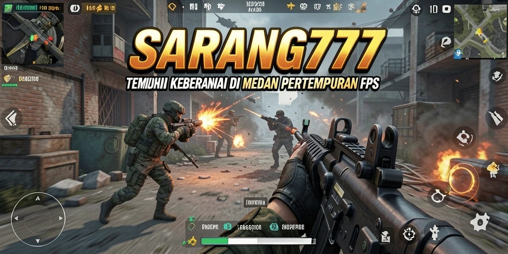 Screenshot dari gameplay SARANG777 dengan aksi intense di medan perang.
