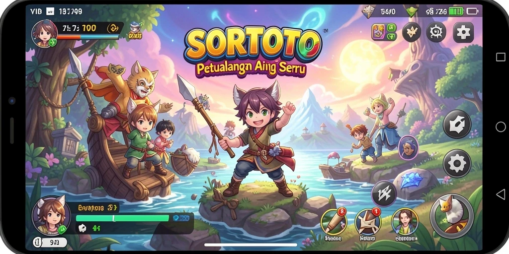 Tangkapan layar SORTOTO menunjukkan aksi pertarungan yang mendebarkan dan karakter anime yang menarik.