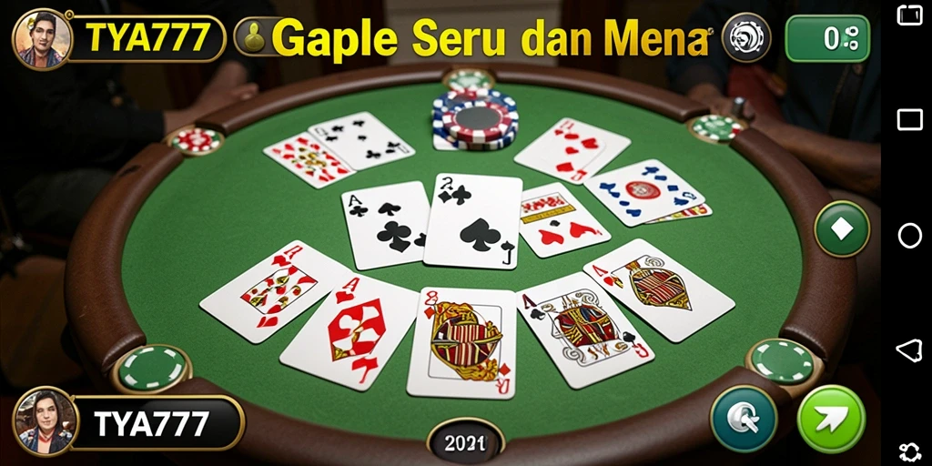 Screenshot gameplay TYA777 menunjukkan suasana seru bermain Gaple.